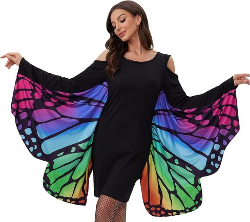 Maisolly Women's Cold Shoulder Halloween Butterfly Wings Costume Dress in Saudi Arabia