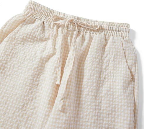 Women Plaid Striped Pants Elastic Waist Wide Leg Gingham Plaid Print Pajama Pants Casual Lounge Trousers in Saudi Arabia