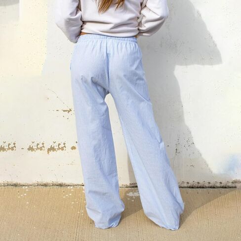 Women Plaid Striped Pants Elastic Waist Wide Leg Gingham Plaid Print Pajama Pants Casual Lounge Trousers in Saudi Arabia