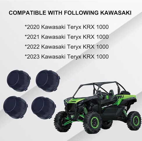 قبعات محور العجلة السوداء متوافقة مع Kawasaki Teryx KRX 1000 2020-2023 استبدال الجزء 11065-1341 أغطية مركزية تغطي الملحقات 4 قطع in Kuwait
