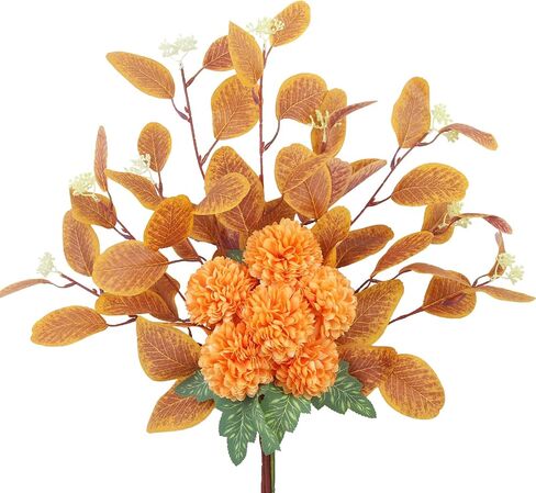 Artificial Flowers for Decoration Artificial Chrysanthemum Ball Flowers Bouquet Faux Eucalyptus Leaves Blue Silk Flowers Hydrangea with Stems for Table Centerpieces Home Wedding Party Decor in Saudi Arabia