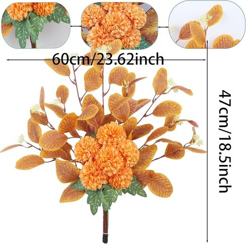 Artificial Flowers for Decoration Artificial Chrysanthemum Ball Flowers Bouquet Faux Eucalyptus Leaves Blue Silk Flowers Hydrangea with Stems for Table Centerpieces Home Wedding Party Decor in Saudi Arabia