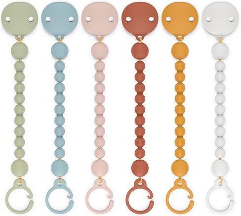 Suavinex Color Essence Silicone Baby Pacifier Clip, Single Piece 100% Soft Silicone Chain, Baby Accessories, Baby Essentials, Designed in Spain, Sunset Orange in Kuwait