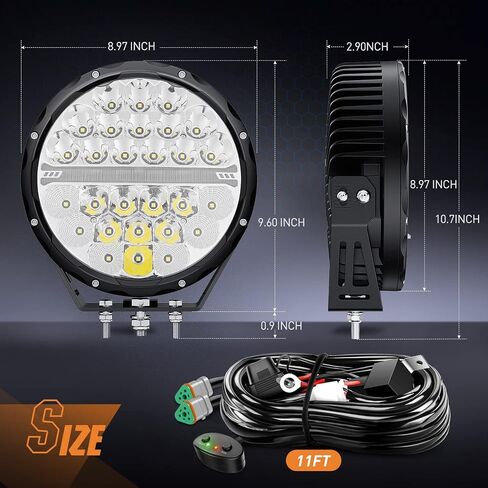 Nilight 9 Inch Round Offroad LED Driving Lights with DRL 2PCS 140W 15560LM IP68 Spot Flood Combo Work Light with 12AWG DT Connector Wiring Harness Kit for 4x4 Jeep Truck ATV UTV SUV in Saudi Arabia