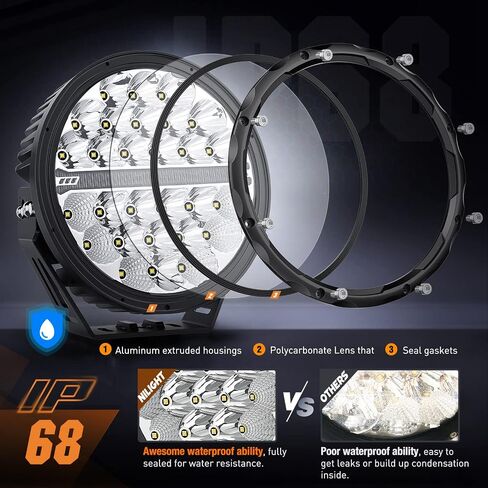 Nilight 9 Inch Round Offroad LED Driving Lights with DRL 2PCS 140W 15560LM IP68 Spot Flood Combo Work Light with 12AWG DT Connector Wiring Harness Kit for 4x4 Jeep Truck ATV UTV SUV in Saudi Arabia