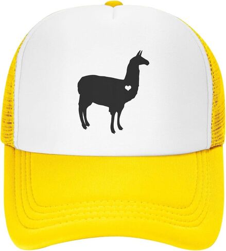 Llama Alpaca Silhouette Mesh Baseball Cap, Heart Adjustable Trucker Hat Snapback Dad Hat for Men Women in Saudi Arabia