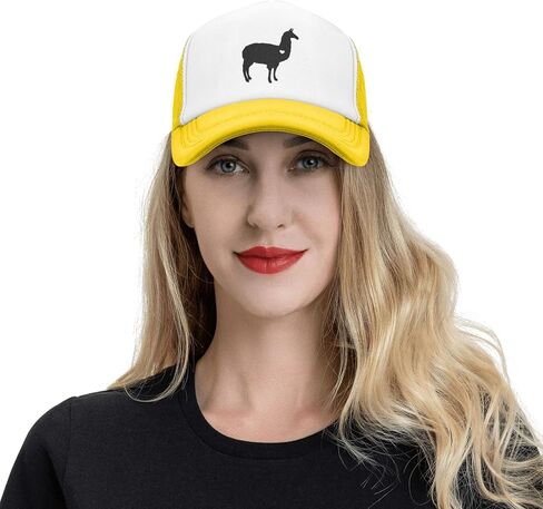 Llama Alpaca Silhouette Mesh Baseball Cap, Heart Adjustable Trucker Hat Snapback Dad Hat for Men Women in Saudi Arabia