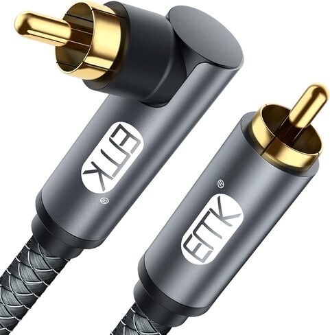 كابل مضخم الصوت EMK كبل محوري رقمي مزدوج محمي مع موصلات RCA إلى RCA مطلية بالذهب وكابل SPDIF (1.5 قدم/0.5 متر، RCA محوري ذكر إلى ذكر، فضي) in Kuwait