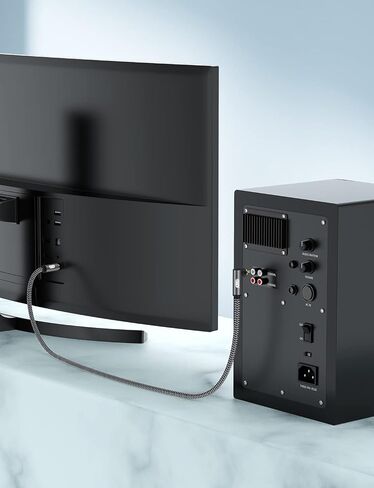 كابل مضخم الصوت EMK كبل محوري رقمي مزدوج محمي مع موصلات RCA إلى RCA مطلية بالذهب وكابل SPDIF (1.5 قدم/0.5 متر، RCA محوري ذكر إلى ذكر، فضي) in Kuwait