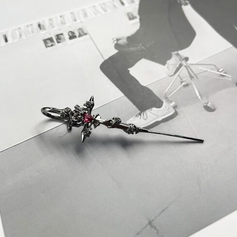 1PC Moon Needle Earrings for Women Myth of The Moon Ear Hook Needle Piercing Earring Statement Sword Ear Crawler Earrings Rhinestone Needle Piercing Earrings Punk Gothic Jewelry Earrings in Saudi Arabia
