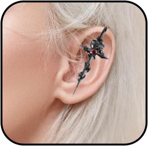 1PC Moon Needle Earrings for Women Myth of The Moon Ear Hook Needle Piercing Earring Statement Sword Ear Crawler Earrings Rhinestone Needle Piercing Earrings Punk Gothic Jewelry Earrings in Saudi Arabia