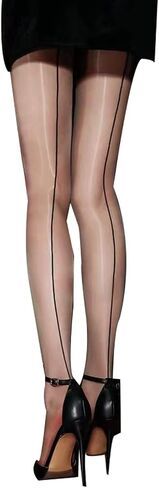 RUIBAVYA Women's Cuban Heel Backseam Pantyhose Ultra-thin Sexy Transparent Tight Stockings in Saudi Arabia