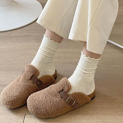 zrylibya Women Cute Ruffle Ankle Socks Scalloped Pointelle Solid Basic Style Casual Crew Socks 4 Pairs in Kuwait