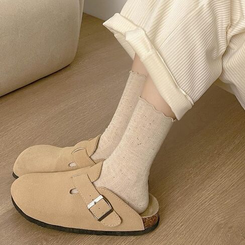 zrylibya Women Cute Ruffle Ankle Socks Scalloped Pointelle Solid Basic Style Casual Crew Socks 4 Pairs in Kuwait