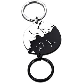GGOJAGST Stocking Stuffer for Adults Women Men Cat Gifts for Cat Mom Dad Black Cat Keychain Gifts from Girlfriend Black Cat Decor Anniversary Matching Couples Stuff White Elephants Gifts for Adults