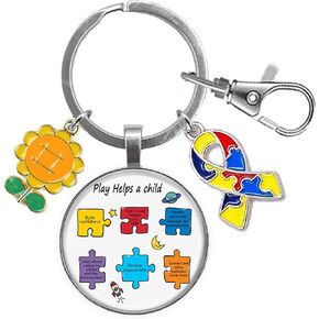 Autism Awareness Teacher Keychain Autistic Therapist Appreciation Gifts Thank You Gifts for Autism Awareness Month Christmas Gift for Special Education Teacher Autistic Children ABA Keyring Present