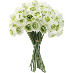 24 Pcs Mini Ranunculus Artificial Flower, Faux Silk Camellia Flowers for DIY Bouquet,Fake Wedding Filler Flowers for Bridal Shower Centerpieces Arrangements Decorations(Rose Red)