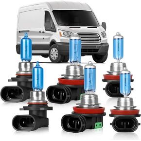OQSNCV Fit for Ford Transit (2014-2023) High Performance Halogen Headlight Bulbs,9005 High Beam + H11 Low Beam+ H11 Fog Light Headlamp Replacement Bulbs Kit, Pack of 6