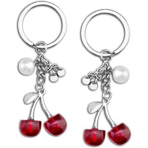 Cherry Keychain Accessories for Keys 2Pcs Red Cherry Cute Kawaii Keyring Bulk for Charms Handbags Purse Car Decoration Cherry Key Chian for Women Girls Christmas Gifts for Couple Friend Bestie