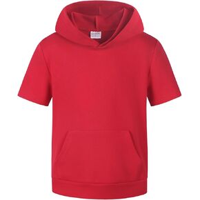 Spring&Gege Boys Lightweight Pullover Hoodies Short Sleeve Hooded Sweatshirt (5-14 Years)