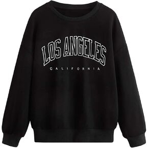 SHENHE Girl's Graphic Letter Print Sweatshirt Crewneck Long Sleeve Drop Shoulder Pullover Shirt Tops