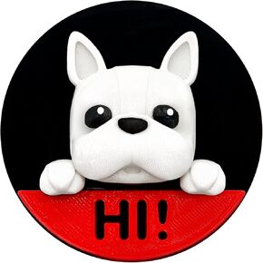 BulldogHi, 3-inch Grill Badge, Realistic Stylish Cute Fun 3D Printing Plastic (PLA) on Acrylic Plate - Works with The Grill Badge Holder (not Included)
