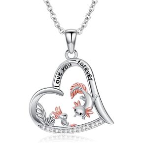 Cagari 925 Sterling Silver Animal Necklace for Women, Cat/Axolotl/Butterfly/Turtle/Giraffe Pendent Necklace, Cute Animal Jewelry Gifts for Daughter Mom Sister(with Gift Box)