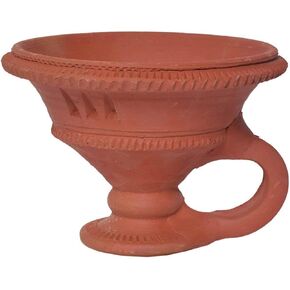 zolto Desirous World Terracotta Charcoal Frankincense Natural Clay Dhoop Loban Dani Burner Holder for Puja Medium Size Handmade Antique Pooja Hawan Pot Stand for Puja...