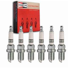 6 pc Champion Platinum Spark Plugs compatible with Nissan D21 3.0L V6 1986-1989