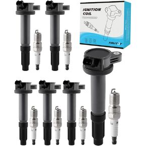 UF486 Ignition Coil SP433 Spark Plug For Ford Escape Fusion 3.0L 2006-2012,for Lincoln Zephyr 3.0L 2006,for Mazda Tribute 2.5L 3.0L 2008-2011,for Mercury Mariner Milan 3.0L 2006-2011, 6 Pcs