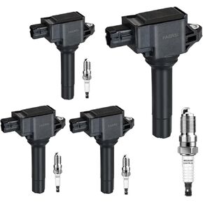 FAERSI Set of 4 Ignition Coil Pack and Iridium Spark Plug Compatible with Toyota 86 2.0L Scion FR-S 2.0L Subaru BRZ 2.0L Subaru Legacy 2.5L Replace#UF747