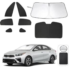 8PCS YYCKE Window Shades for Forte 2019-2023 for Kia Accessories Car Side Full Windows Rear Triangular Windshield Sun Shade Sun UV Rays & Privacy Protection for Camping,Napping,and Relaxing