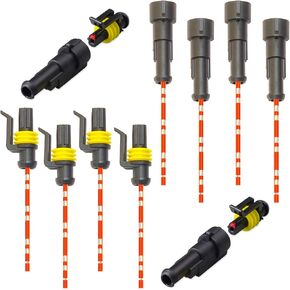Waterproof Automotive Electrical Wire Connectors,4Pin Male Female Totally 4 Sets Auto Electric Connectors with 0.85mm² Pre-Crimped Automotive Electrical Wire 120mm Length (KI-4P-4Set)