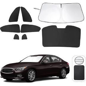 8PCS YYCKE Window Shades for Q50 2014-2024 for Infiniti Accessories Car Side Full Windows Rear Triangular Windshield Sun Shade Sun UV Rays & Privacy Protection for Camping,Napping,and Relaxing