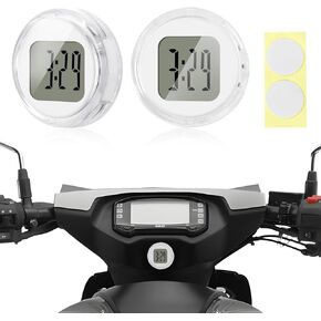 2 PCS Mini Motorcycle Clocks, Waterproof Stick-On 1.1" Diameter Motorbike Digital Clock, Handlebar Clock Watch Dashboard Clock for Most Vehicle, Motorcycle Accessories (Black) in Kuwait