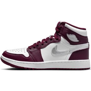 NIKE Air Jordan I High G Men's Golf Shoes (DQ0660-103, White/Bordeaux/Metallic Silver) Size 10