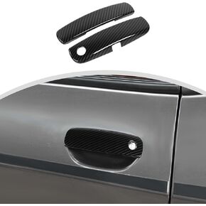 CheroCar for Challenger Exterior Door Handle Cover Trim Accessories for Dodge Challenger 2012+ Challenger ABS Carbon Fiber, Carbon Fiber Door Handles Trim (Black 2Pcs/Set)