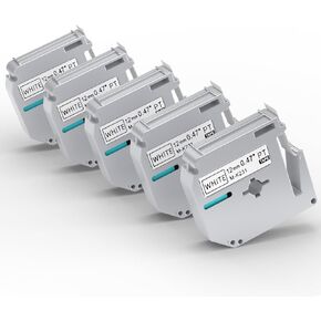 5 Pack M-K231 M Tape 12mm Compatible with M-K231s Brother Label Tape Black on White 0.47 Inch Tape for P Touch PT-M95 PT95 PT65 PT-65 PT70 PT85 PT90 Label Maker Tape Refill