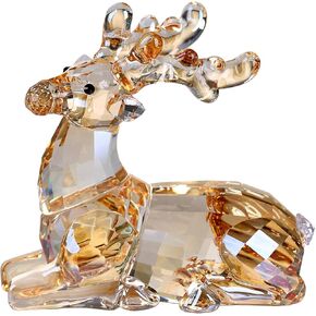 DOJOZ Crystal Deer Animals Lovely Elegant Craft Decorations for Home Ornaments Christmas Collectible Birthday Gifts Reindeer Figurines (Gold)