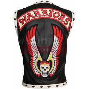 Men's Black Diamond leather Warrior vest - motorcycle warrior vest