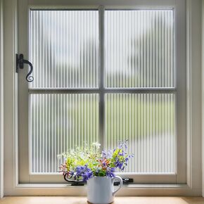FEOMOS Window Privacy Film, Reeded Glass Film 3D Glass Decals Film, Decorative Film for Window Door Cabinet Non Adhesive Anti UV 17.3 x 118 inches