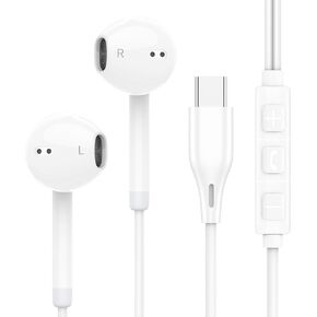 USB C Headphones Wired for iPhone 16 15, iPad Pro Air Mini, Type C Earphones for iPad 10th, MacBook, Lenovo, Dell, USBC Earbuds Corded for Google Pixel, Samsung, Microphone, Volume Control