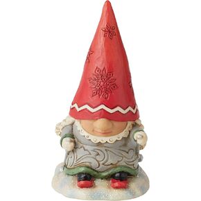 Enesco Jim Shore Heartwood Creek Gnome with Braids Skiing Figurine, 4.33 Inch, Multicolor