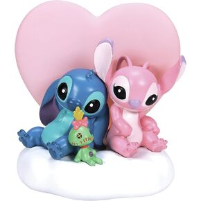 Enesco Disney Showcase Lilo and Stitch Angel and Scrump Heart Lit Figurine, 7 Inch, Multicolor
