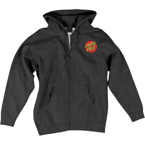Santa Cruz Mens Classic Dot Hoody Zip Sweatshirt Small Charcoal Heather