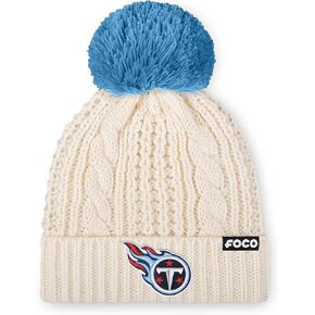 FOCO Women's NFL Team Logo Cable Knit Pom Beanie Hat