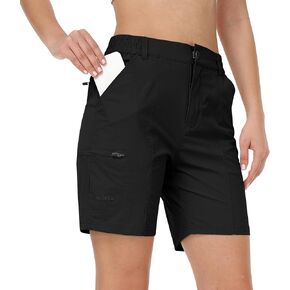 MoFiz Womens 7" Hiking Cargo Shorts for Women Athletic Golf Shorts Summer Casual Travel Outdoor Quick Dry with Pockets