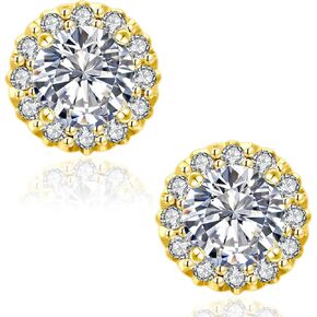 KRKC&CO Moissanite Stud Earrings, 1.0-2.0CT Halo Lab Created Earrings for Women, Hypoallergenic, White Gold S925 Sterling Silver, D Color, VVS1, Sparkly Gifts Jewelry for Her
