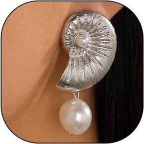 Beach Conch Earrings Sea Shell Earrings Metal Gold Shell Stud Earrings for Women