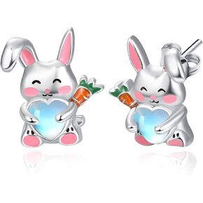 Dreamboat Moonstone Dog Axolotl Cat Frog Bee Bat Bunny Duck Penguin Tiger Alligator Giraffe Stud Earrings for Women 925 Sterling Silver Hypoallergenic Animal Jewelry Gifts for Sensitive Ears